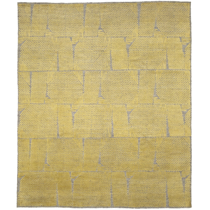 Tapis oriental beige à motif géométrique moderne 8 x 10