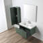 Meuble-lavabo mural 36 po avec lavabo en acrylique et armoire latérale Hisaw - devant cannelé, tiroirs à fermeture en douceur Hisaw-541391949
