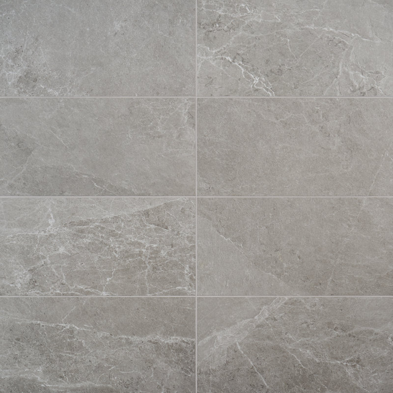 Limetech 11.81 in. x 23.61 in. Matte Porcelain Floor and Wall Tile (17.43 Sq. Ft. / Case), Silver Gray