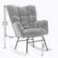 Fauteuil oscillant confortable en tissu Teddy pour chambre de bébé et salon, gris foncé-1251193674