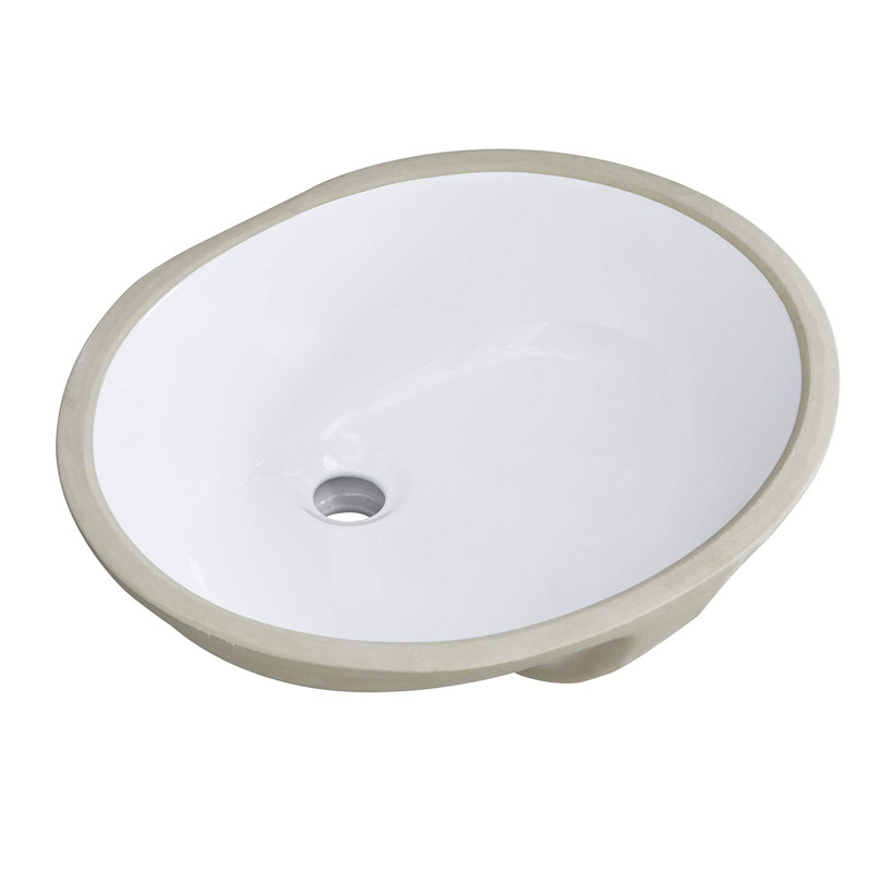 White Oval Undermount Bathroom Sink With Overflow