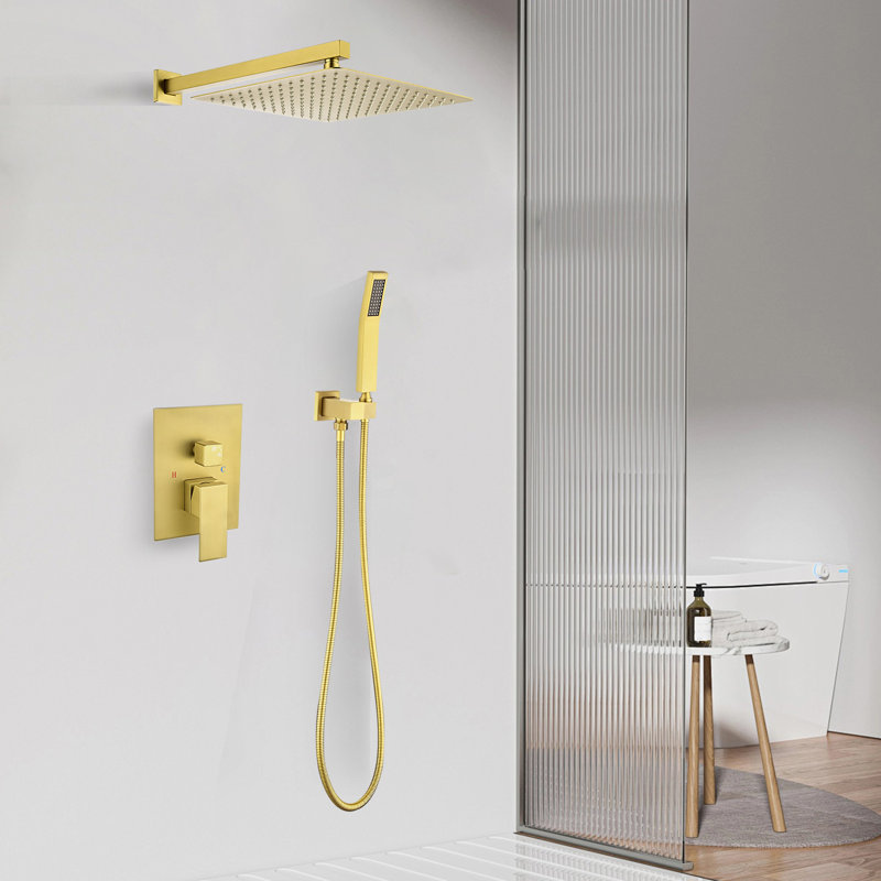 Système de douche complet avec valve brute, Or brossé