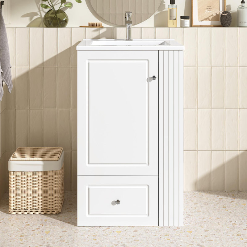 Petit meuble-lavabo moderne pour compact, Blanc