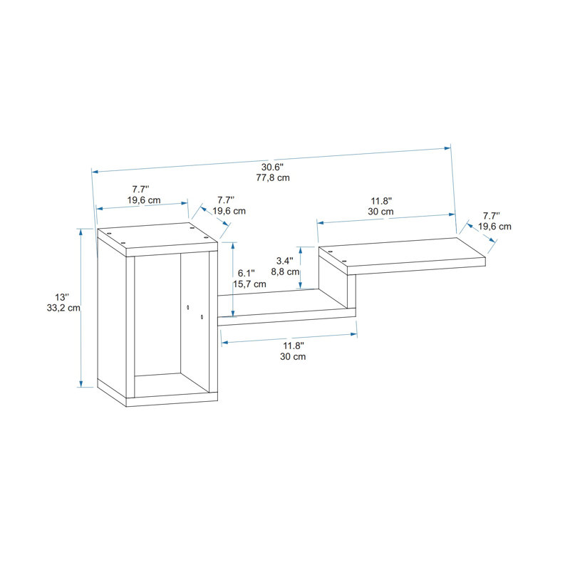 Emley 3 Piece Floating Shelf, Anthracite