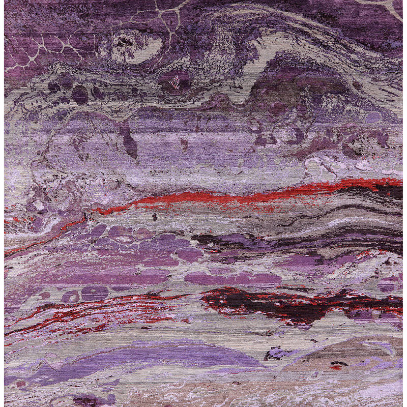 Tapis mauve / rouge / gris Buckholts, Carré 8 pi