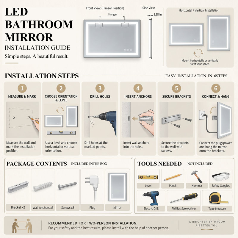 Rectangle Wall Mirror, 48 po x 40 po