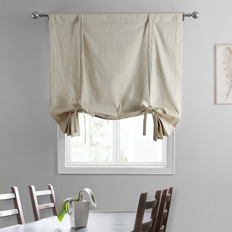 Rideau de fenêtre uni en coton uni, Beige noisetier