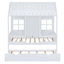 Lit de jour simple avec lit gigogne | Structure de maison de jeu en bois massif-2062879800