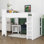 Grand lit mezzanine avec garde-robe, lit mezzanine en bois avec bureau, tête de lit, pied de lit, échelle, clôture de sécurité et port USB