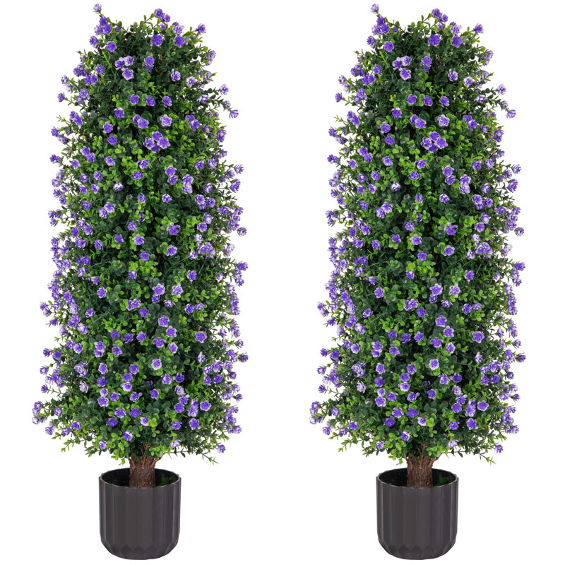 Ensemble de 2 fausses roses en pot 38 "(ensemble de 2), Mauve