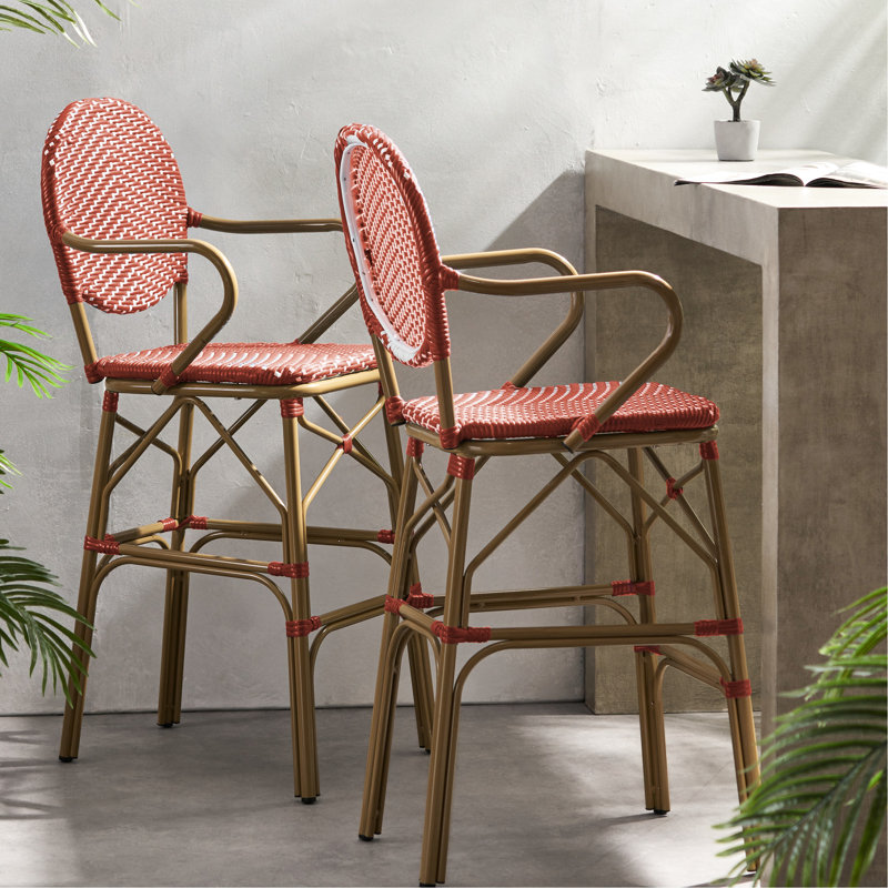 Extérieur et aluminium français, rouge, siège de 29,5 po, rouille, jardin et partie de 2 pour utilisation, aluminium, preuve, caractéristique