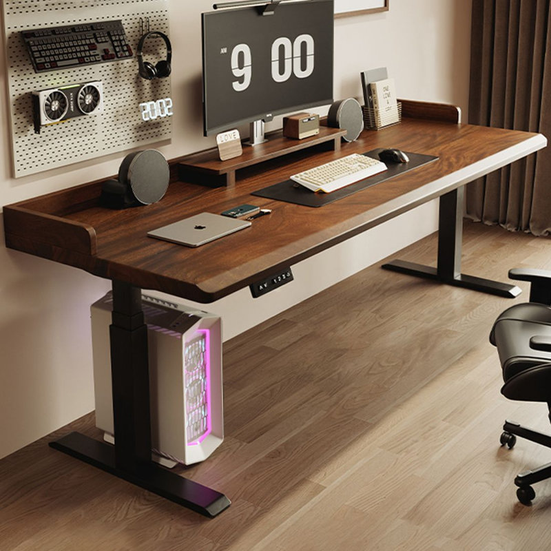 Bureau électrique en bois massif à hauteur réglable, H 25,59 po x l 62,99 po x P 27,56 po