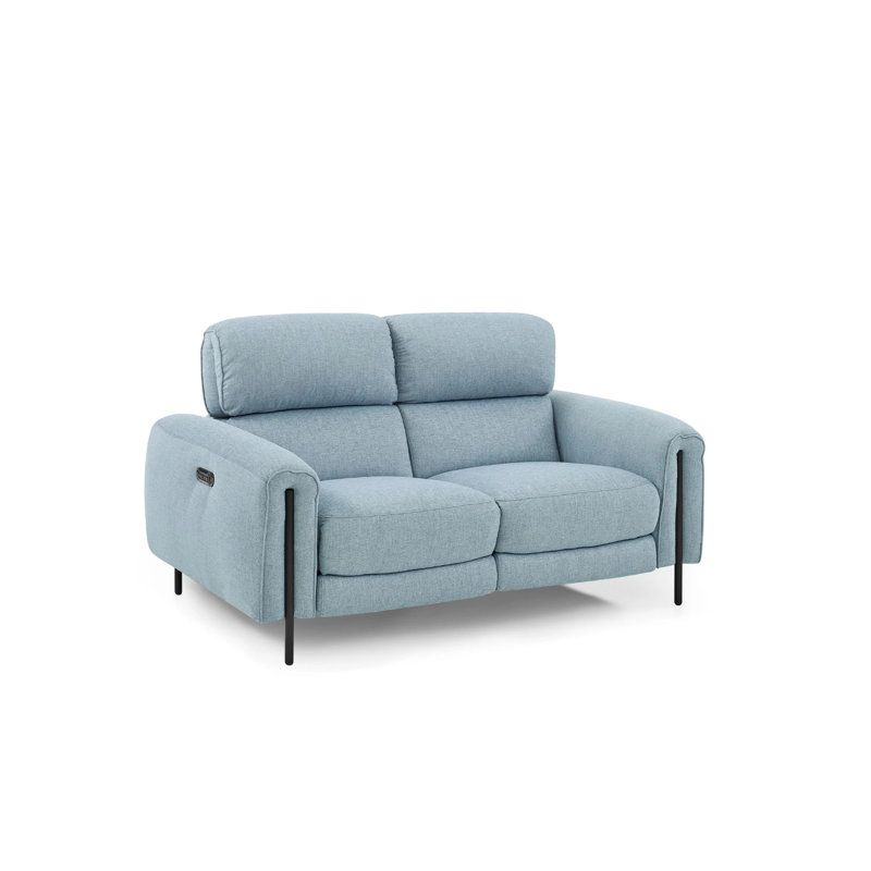 Charm 66'' Upholstered Reclining Loveseat, Blue