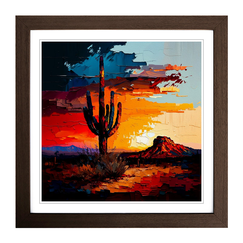 Desert Palette Knife Painting - Framed Print, Walnut