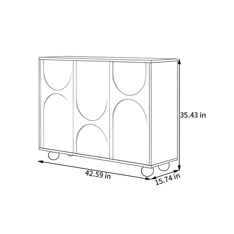 Buffet multifonctionnel de style Mid-antique, H 35,43 po x l 42,59 po x P 15,74 po, Blanc