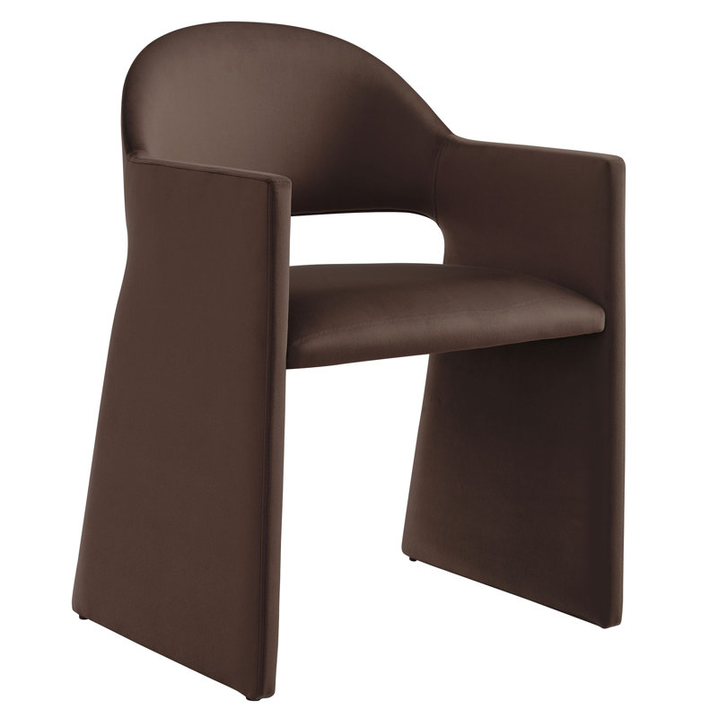 Talia Performance Velvet Dining Armchair, Chocolate Brown