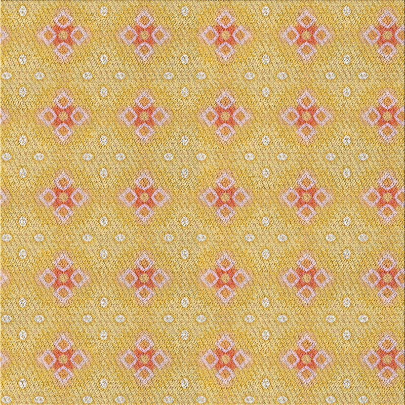 Tapis de zone jaune à motif, Carré 5 pi