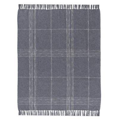 Jeté de lit bleu en coton tissé à la main