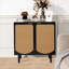 Armoire d'appoint en rotin avec 2 portes, buffet Buffet avec rangement Boho, crédence moderne noire avec tablette pour cuisine, salle à manger, salon, vestibule