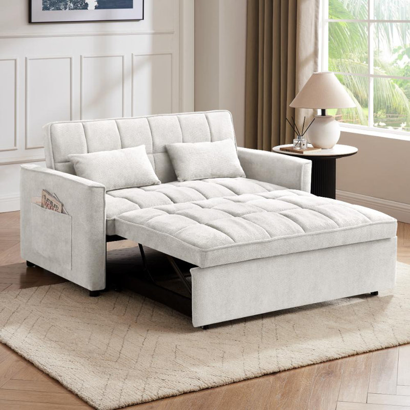 Harriet 2 Seater Linen Sofa Bed, Grey