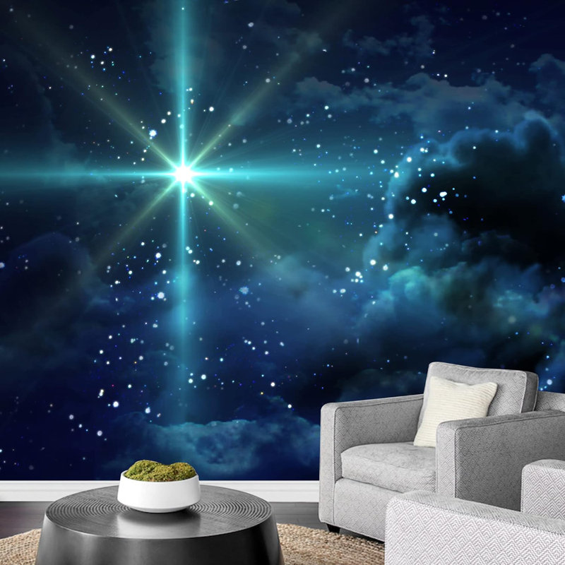 Papier peint adhésif grand The Star Shining Star Clouds At Night, L 100 po x l 144 po