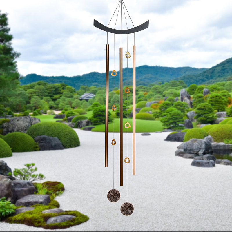 Bronze and Tiger's Eye Feng Shui Wind Chime, 41"