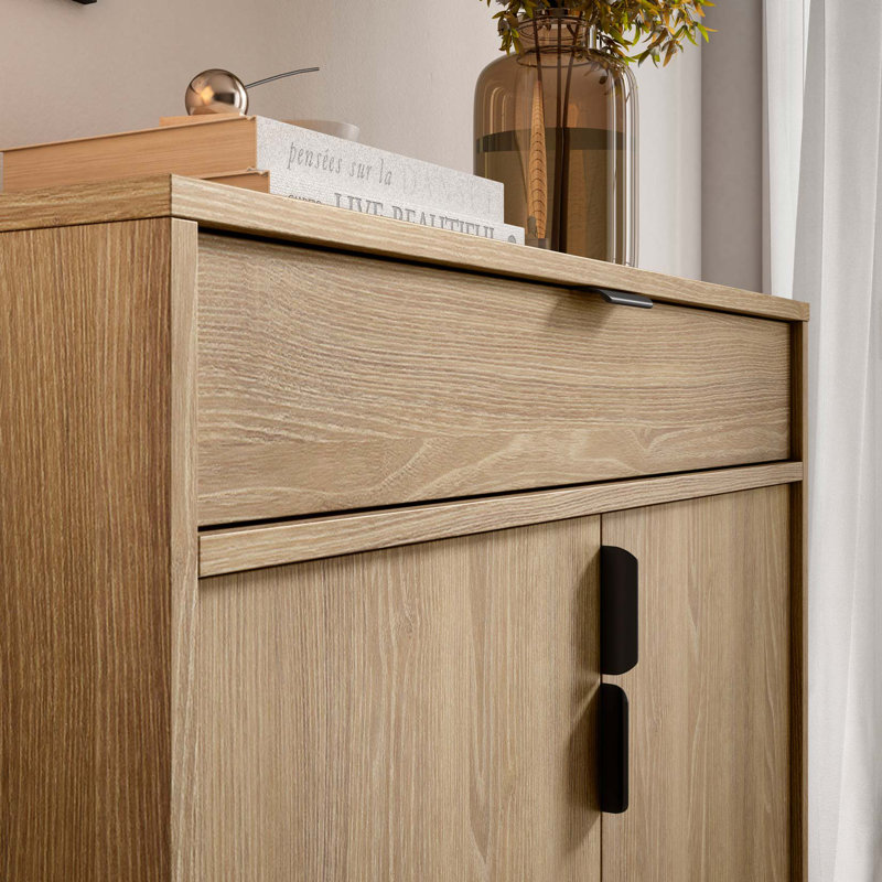 16 Pair Shoe Storage Cabinet, Oak