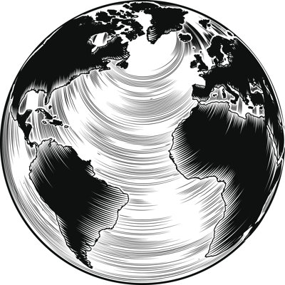 Illustration de globe rétro - impression sur toile