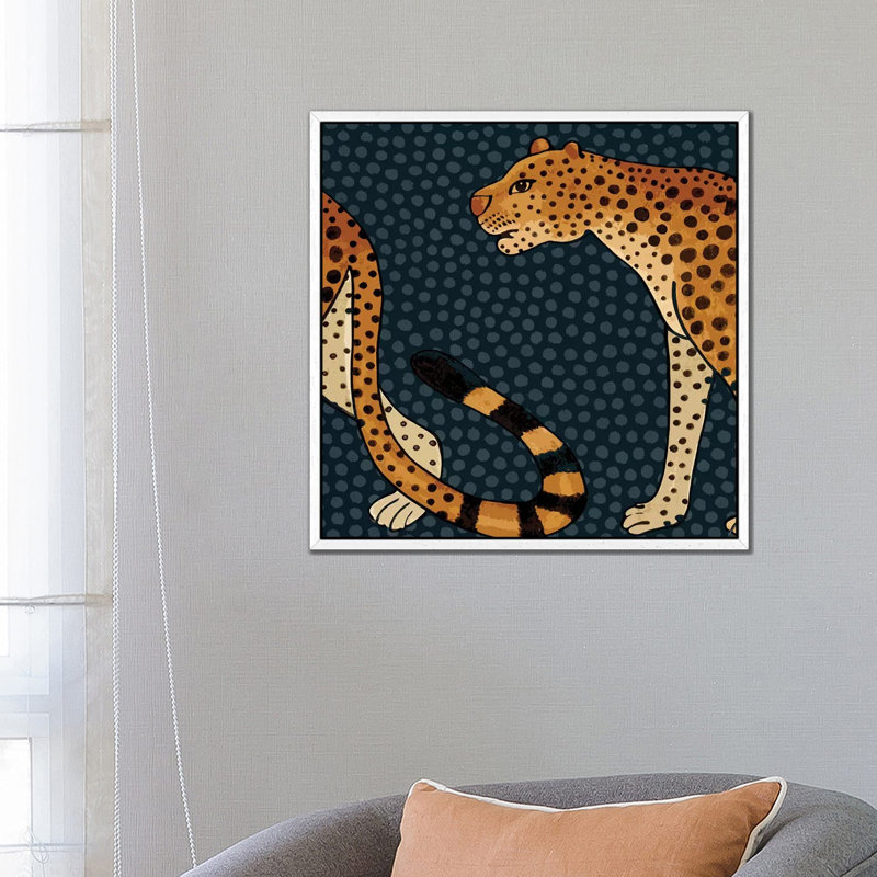 Two Leopards by Mirano - Print on Canvas, 66.04cm H x 66.04cm W x 3.81cm D, White Framed