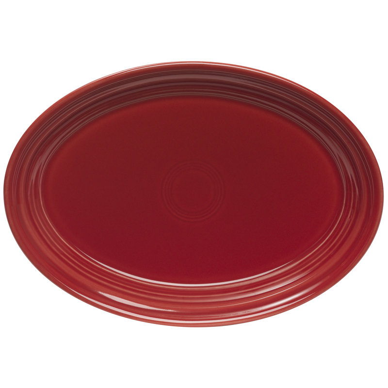 Plat de service ovale Fiesta Serveware, Rouge écarlate, H 1,75 po x l 13,62 po x L 13,62 po