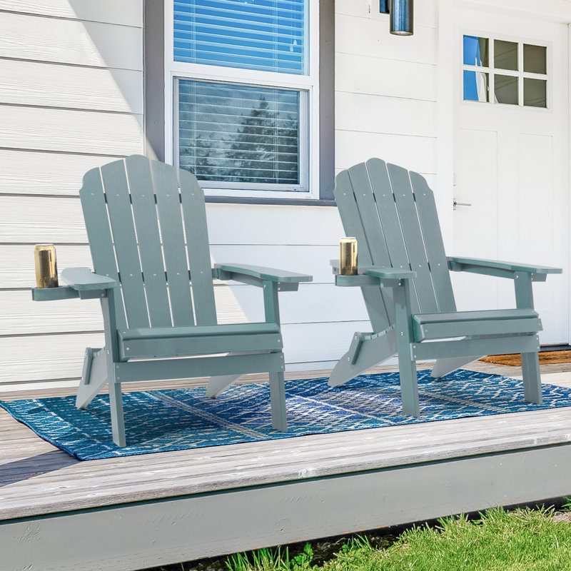 Chaise Adirondack pliante en plastique Shubhika, Bleu clair