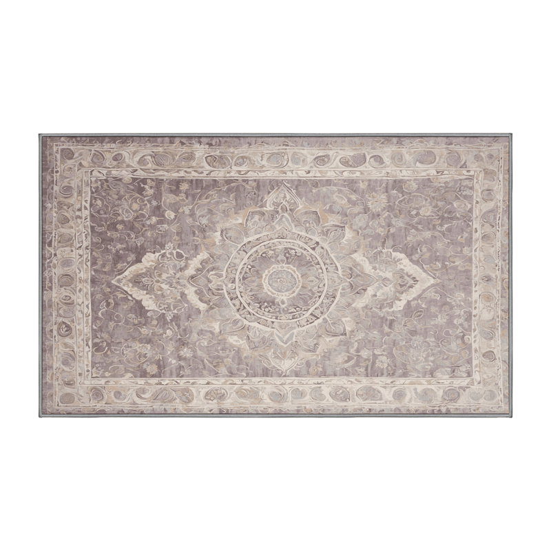 Machine Washable Gray Area Rug, Runner 2' x 5'