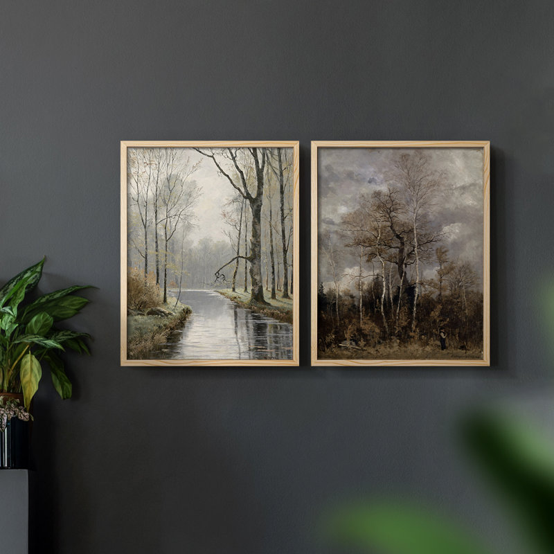 «Vintage Landscape XIX», 2 pièces sur papier, Naturel, H 14 po x l 22 po