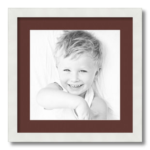 White Wood Matte Picture Frame with Mat