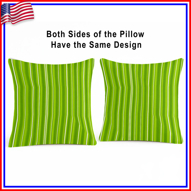 Coussin Green Stripes, 26 x 26 inches