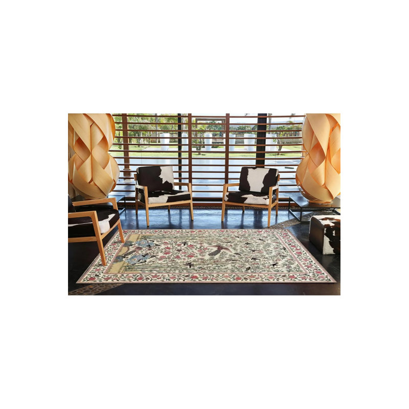 Geometric Traditional Decorative Carpet With Ivy Pattern In Anthracite Colors, Rectangle 2'4" x 4'