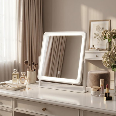 Makeup Mirror With Lights, LED Makeup Mirror, Brightness Adjustable, Smart Touch With 3 Color Lighting Modes,(White)