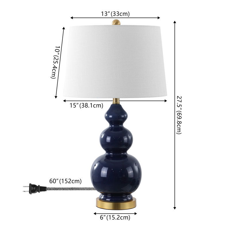 Lampe de table 28 po Erbe, Bleu marine/doré