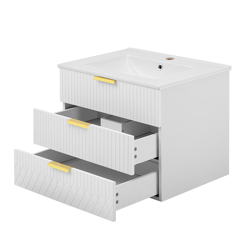 Armoire flottante murale 24 po avec armoire latérale, Blanc
