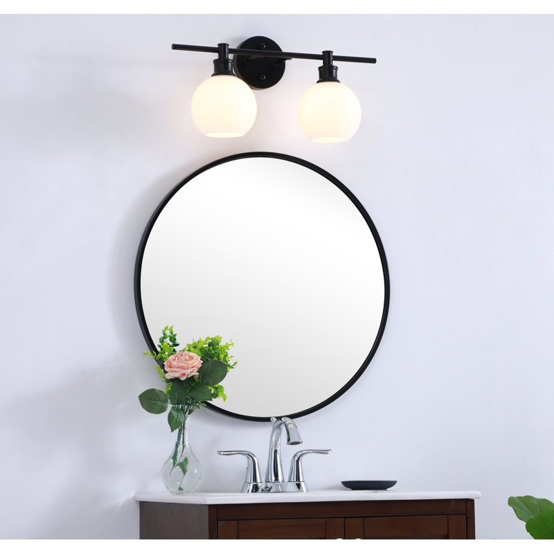 Éclairage pour meuble-lavabo en verre Drinkard, Noir, Blanc givré, 2 Lights