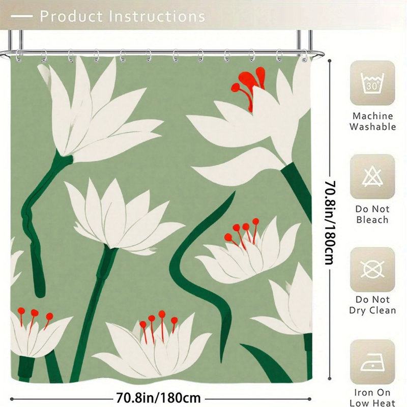 Fresh White Lily Shower Curtains For Bathroom, 71 X 71