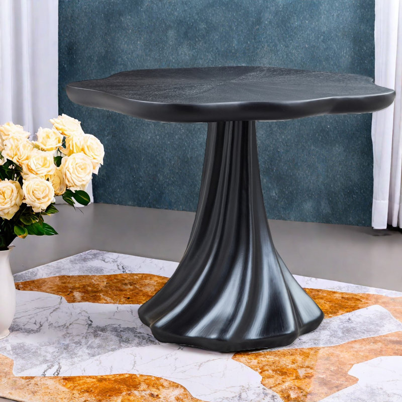 Table de salle à manger Artistic Modern, fibre de verre noire de 37 po, conception compacte élégante pour les cuisines