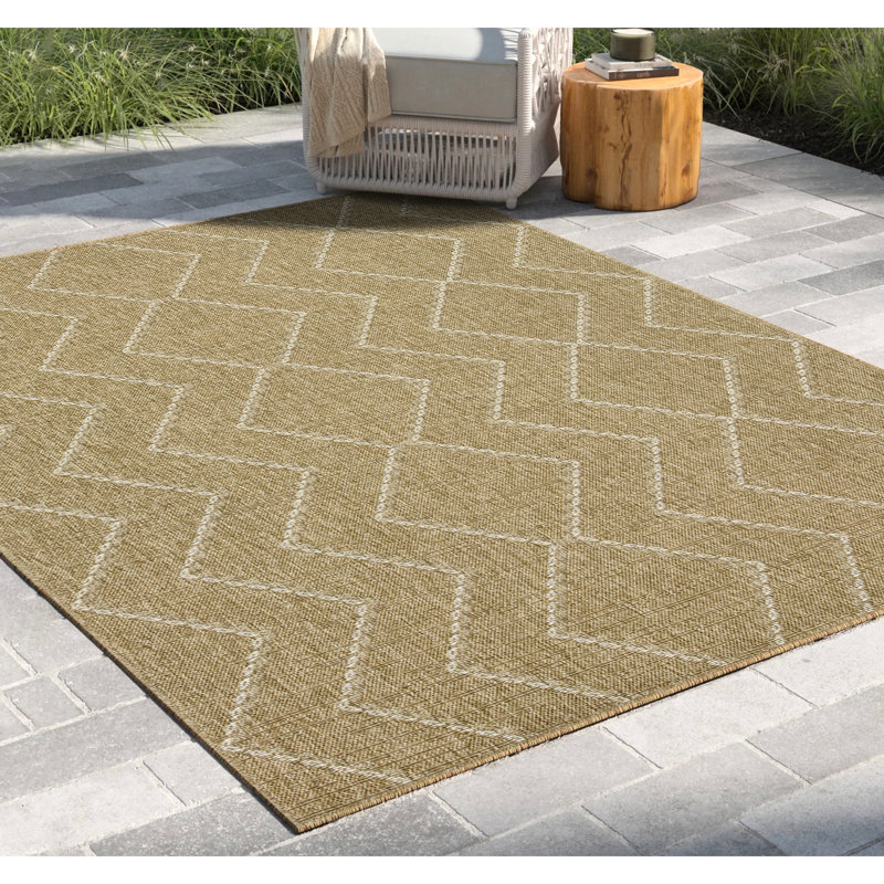 Earth Collection Floor Rug - 5 Ft 3 In X 7 Natural+White Polypropylene Stain For Frequent Use & Pet Mat Indoor Outdoor Foot Traffic Approved Of