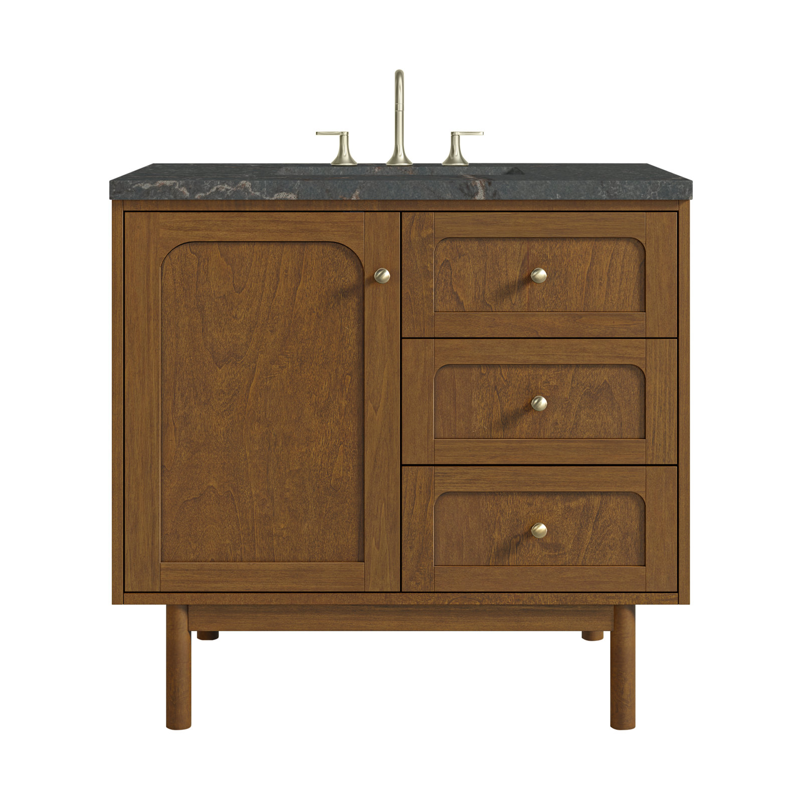 Laurent 36'' W Single Vanity, Parisien Bleu, 8" Widespread, Honey Brown