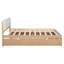 Cadre de lit double moderne avec lit gigogne simple et 2 tiroirs blanc brillant avec couleur chêne clair-255078690