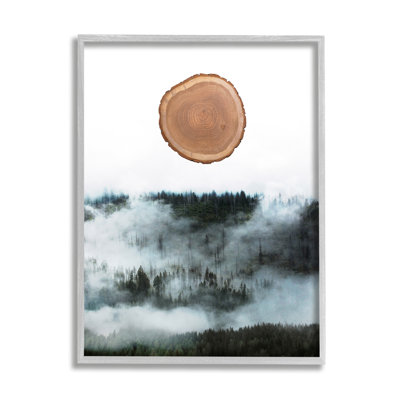 Abstrait arbre minimaliste en forme d'écorce de montagne brumeuse par Atelier Posters - Peinture