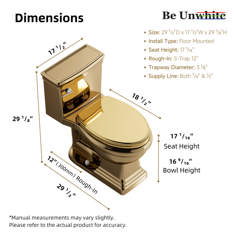 Toilet With Square Base, One-Piece Elongated Toilet, Luxury Toilet For Bathrooms, 12'' Rough-In, Single Flush 1.28 GPF