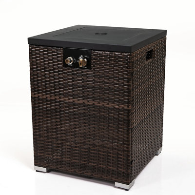 Patio Fireplace With Glass Windshield, Pe , Steel Tabletop Lid, Rain Cover & Burner Guard, 40000btu Heat Output, Frame, Lid