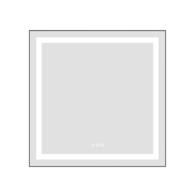 Miroir de salle de bain moderne à DEL de 30 po x 30 po avec façade et rétroéclairage, H 30 po x l 30 po