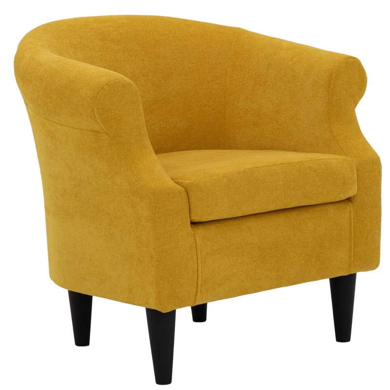 Fauteuil demi-tonneau en polyester Adea, Jaune souci Chloe